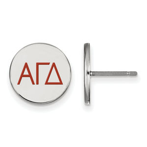 Sterling Rhodium-plated Alpha Gamma Delta Sorority   Color Enamel Post Earrings